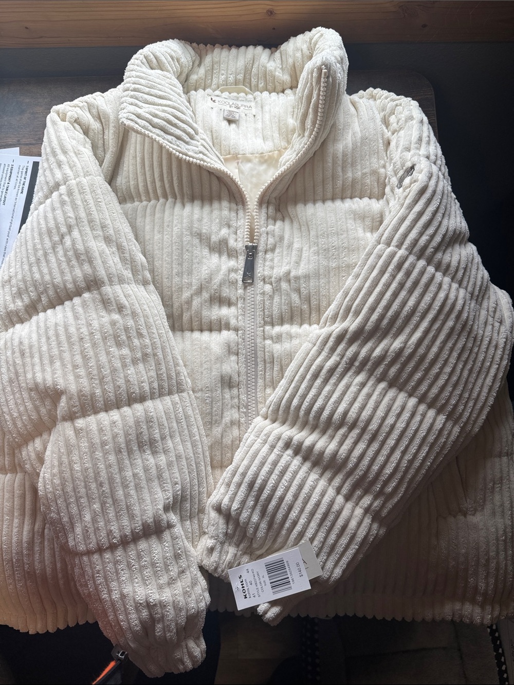 UGG Cream Corded Puffer Jacket
